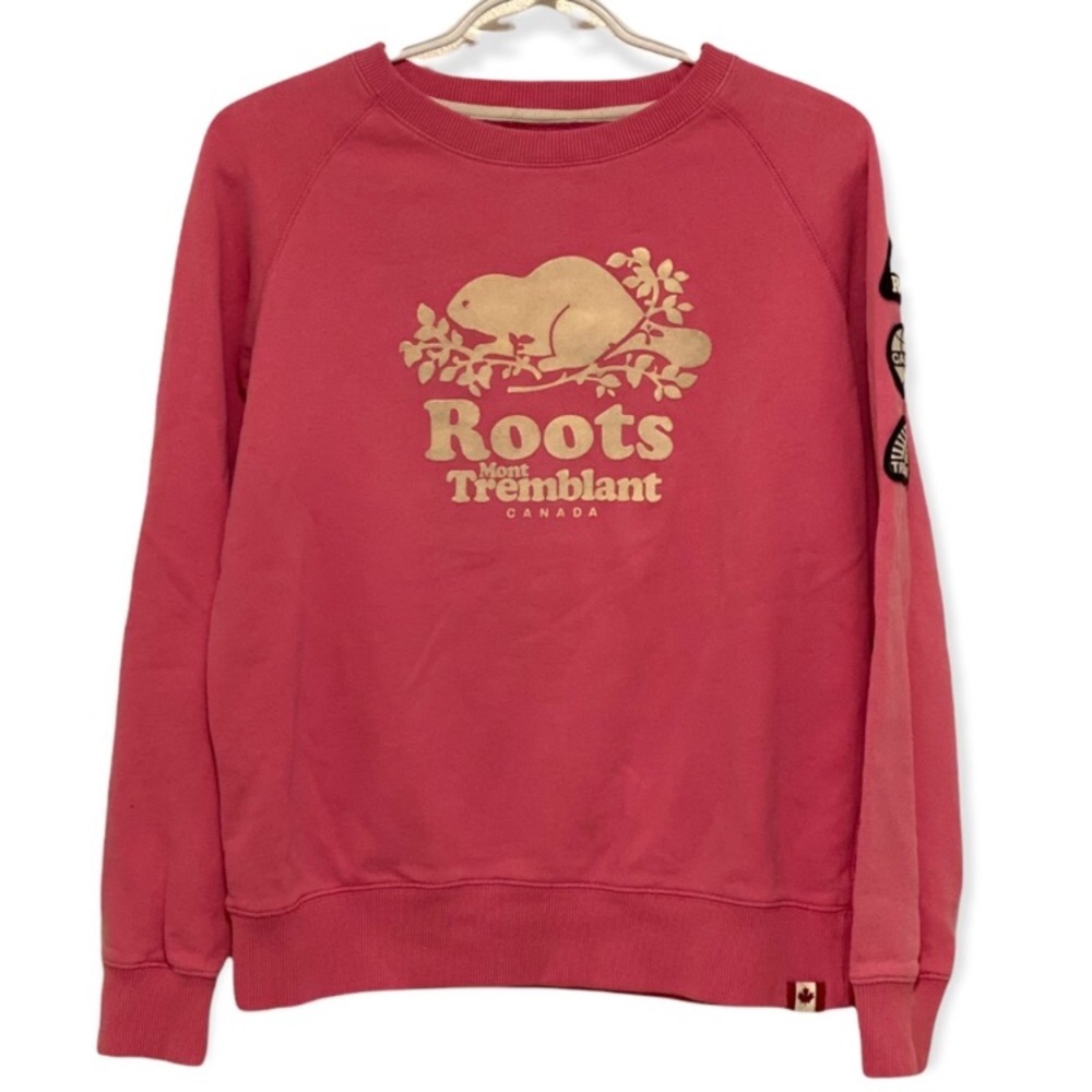 ROOTS Canada Pink Crewneck Sweatshirt Mont. Tremblant
